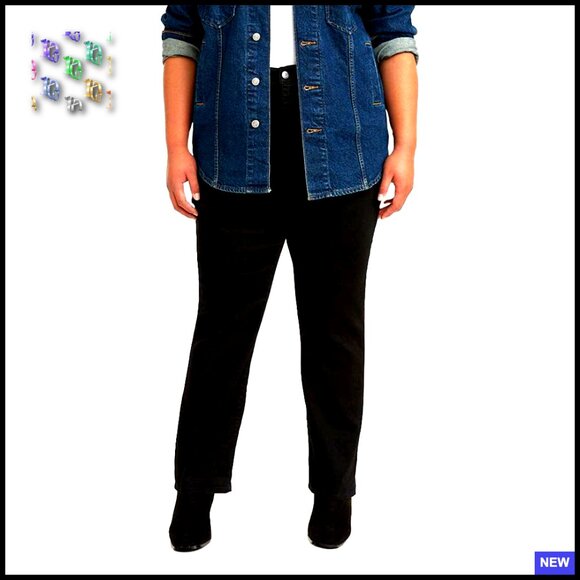 High Rise Straight Jeans Classic Fit Sculpting Comfort Stretch Denim - Picture 1 of 5